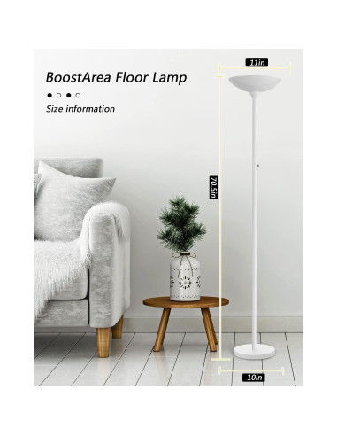 Lámpara de Pie LED BoostArea 30W Regulable 3000K Blanca 178cm