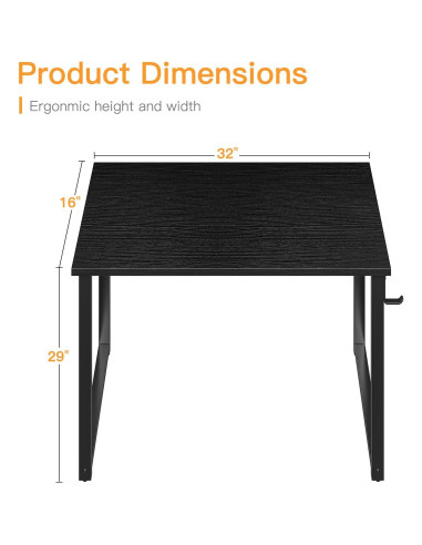 Escritorio Coleshome 81.28 cm Negro Moderno para Oficina