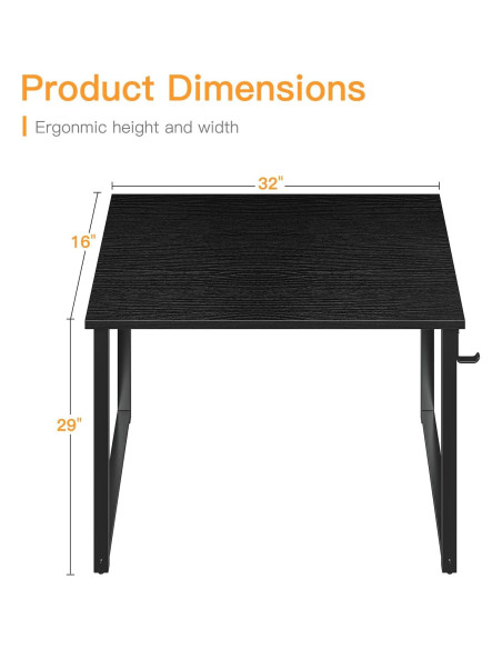 Escritorio Coleshome 81.28 cm Negro Moderno para Oficina