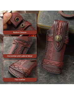 Funda de Cuchillo de Cuero Omesio León Marrón para Cinturón 2