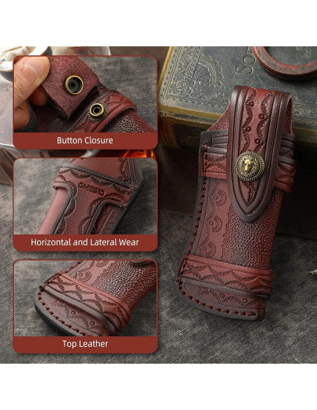 Funda de Cuchillo de Cuero Omesio León Marrón para Cinturón