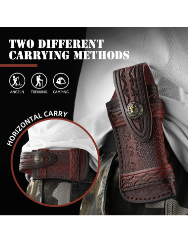 Funda de Cuchillo de Cuero Omesio León Marrón para Cinturón