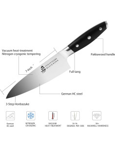 Cuchillo de Chef TUO 7" Acero Alemán Pakkawood Serie Black Hawk 2