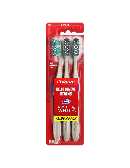 Cepillo de Dientes Blanqueador Colgate 360 Optic White Mediano