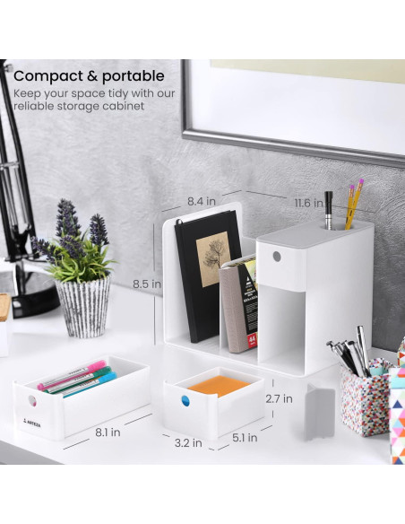 Estante de Almacenamiento ARTEZA con 3 Cajones - Organizador de Escritorio 29.4x21.4x21.6cm Gris