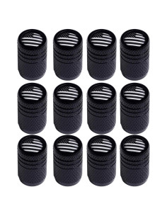 Cubiertas de Válvula de Neumático Amasodaon 12PCS Aluminio Negro
