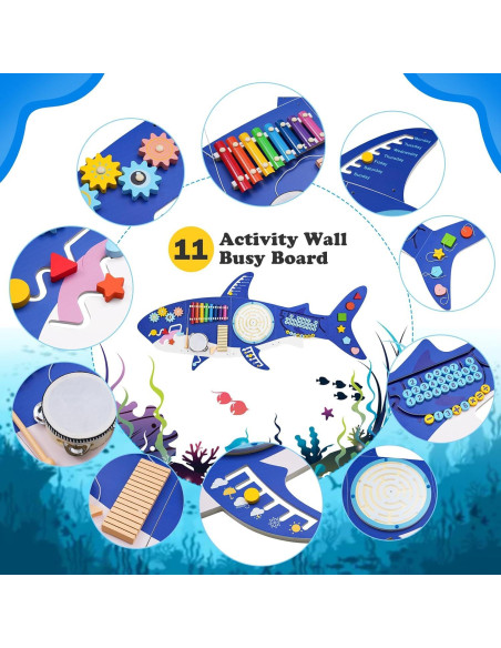 Panel Ocupado Sensorial Montessori Shark Weihnacht 11 en 1