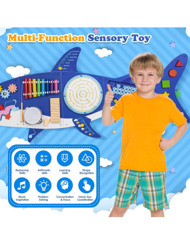 Panel Ocupado Sensorial Montessori Shark Weihnacht 11 en 1