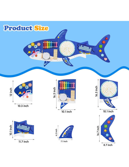 Panel Ocupado Sensorial Montessori Shark Weihnacht 11 en 1