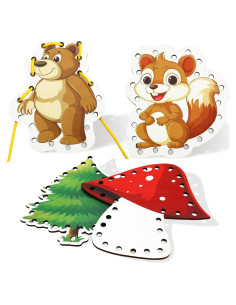 Tarjetas de Enhebrado de Madera JULEASEL - Habilidades Motoras Finas