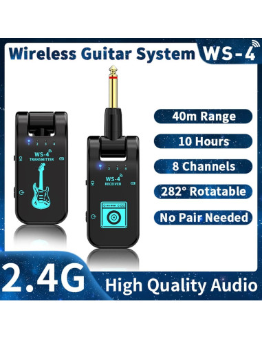 Sistema Inalámbrico de Guitarra 2.4GHz MUS250102 Negro