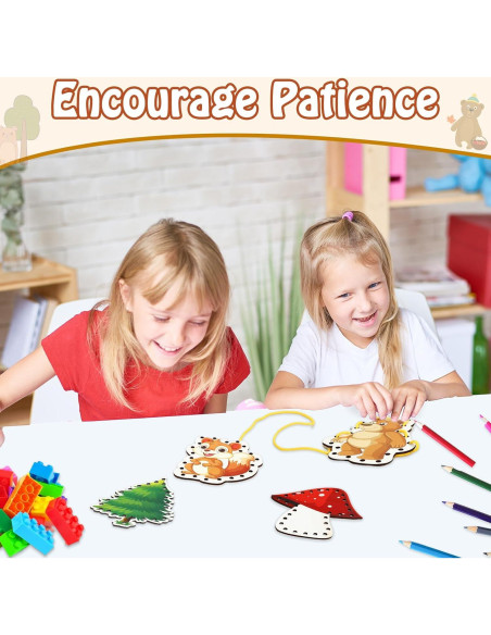 Tarjetas de Enhebrado de Madera JULEASEL - Habilidades Motoras Finas