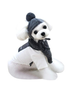 Conjunto de bufanda y gorro de lana para perros Goclothod - Gris