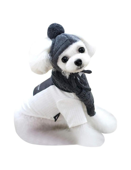 Conjunto de bufanda y gorro de lana para perros Goclothod - Gris