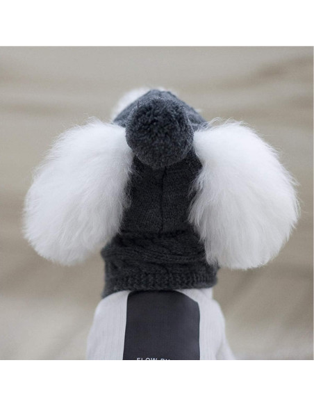 Conjunto de bufanda y gorro de lana para perros Goclothod - Gris