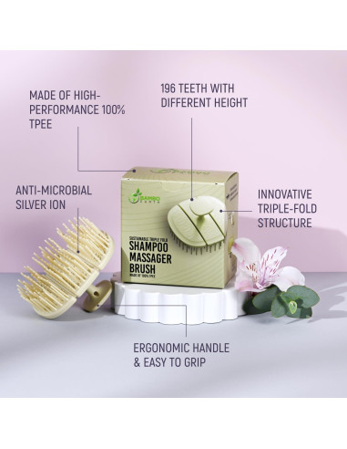 Cepillo Exfoliante para Cuero Cabelludo BAMBOEARTH Verde Grande