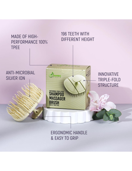Cepillo Exfoliante para Cuero Cabelludo BAMBOEARTH Verde Grande