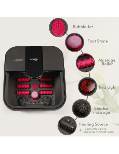 Bañera de pies colapsable Beinilai con calor y masaje