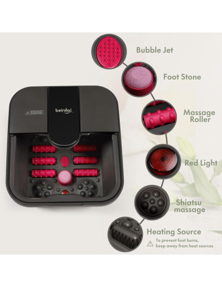 Bañera de pies colapsable Beinilai con calor y masaje