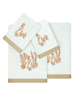 Juego de Toallas de Lujo KHALPERA 4 Piezas Algodón Turco Aqua