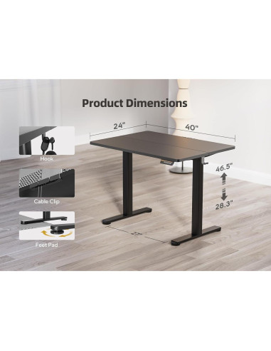 Escritorio de pie eléctrico YDN P3.01.001 ajustable 101.6x60.96cm