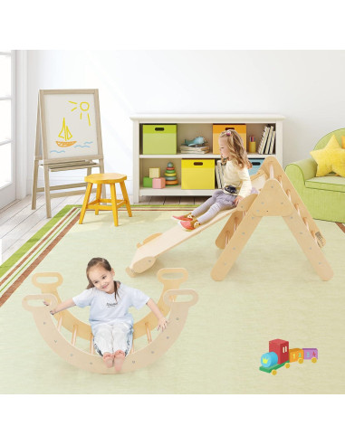 Costzon 5 en 1 Juguete de Escalada de Madera para Niños