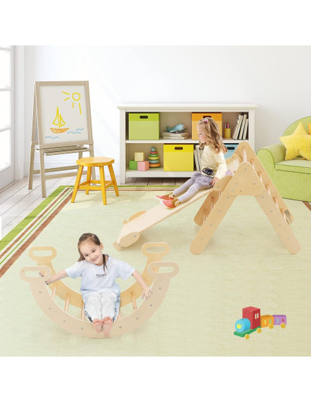 Costzon 5 en 1 Juguete de Escalada de Madera para Niños