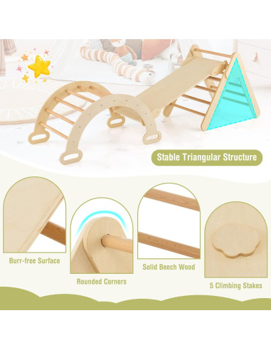 Costzon 5 en 1 Juguete de Escalada de Madera para Niños