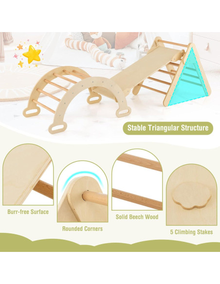 Costzon 5 en 1 Juguete de Escalada de Madera para Niños