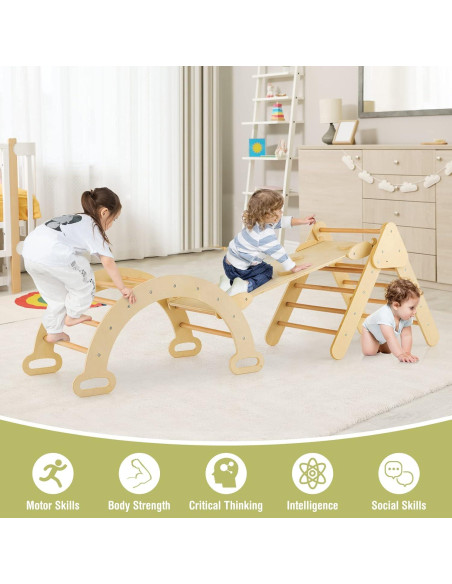 Costzon 5 en 1 Juguete de Escalada de Madera para Niños