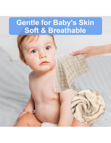 4 Paños de Muselina para Bebés Qianyu 100% Algodón Multicolor