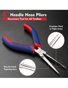 Alicates de Punta Larga WORKPRO 15.24 cm Ergonómicos para Joyería 2