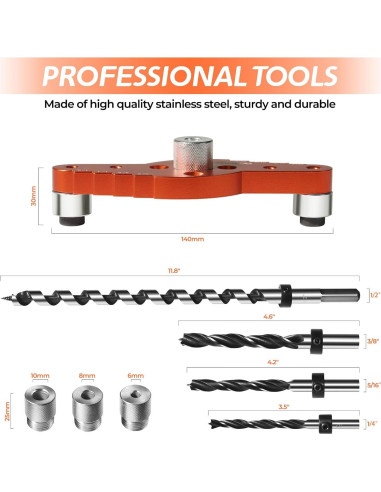 Kit Plantilla Dowel Swozzto con Brocas 6mm, 8mm, 10mm