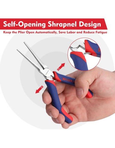 Alicates de Punta Larga WORKPRO 15.24 cm Ergonómicos para Joyería