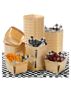 Cestas de Madera Thyle 30 Pcs con Papel Deli 10.2x10.2 cm