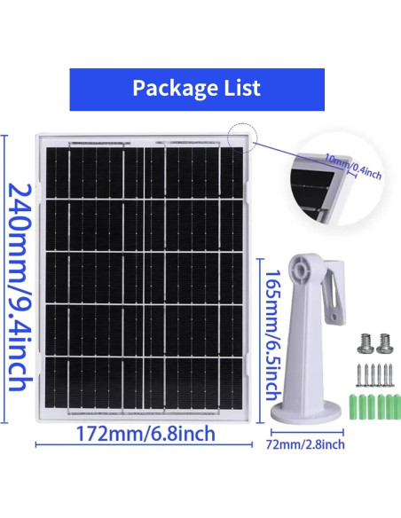 Panel Solar Mytions 6W para Cámara Arlo Essential 2K Exterior