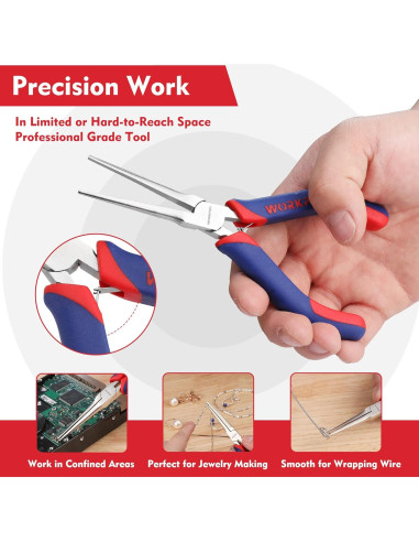 Alicates de Punta Larga WORKPRO 15.24 cm Ergonómicos para Joyería