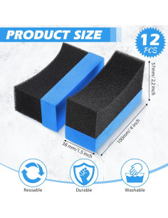 12 Almohadillas Aplicadoras de Cera Frienda para Neumáticos Azul 2