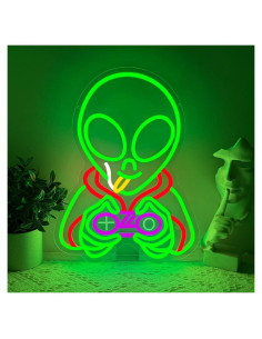 Luz de Neón Alienígena Verde LED 40.6x30 cm para Decoración
