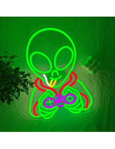 Luz de Neón Alienígena Verde LED 40.6x30 cm para Decoración 2