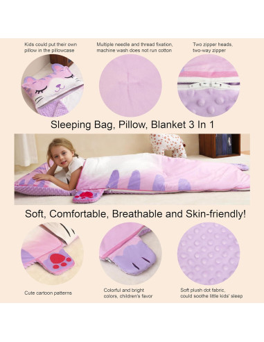 Saco de dormir 3 en 1 Rabtero para niños Gato 157x72 cm