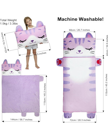 Saco de dormir 3 en 1 Rabtero para niños Gato 157x72 cm