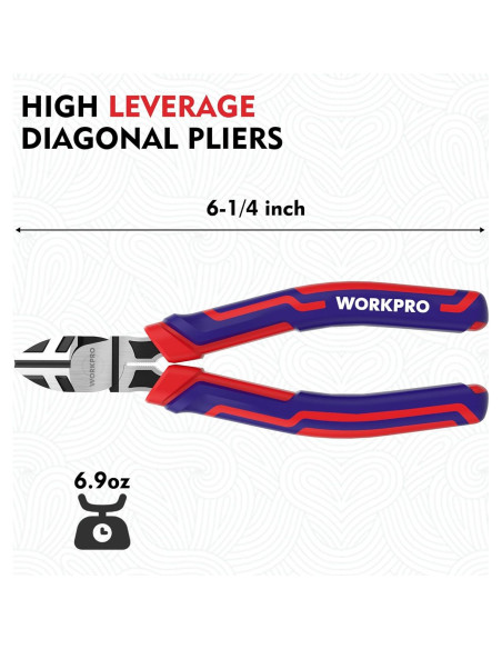 Cortadores de Alambre WORKPRO 15.24 cm Acero CRV Alta Resistencia