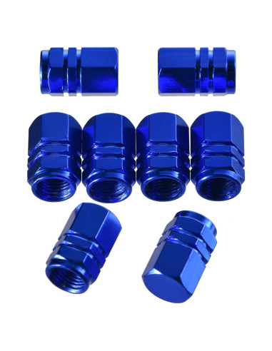 Tapas de Válvula de Neumático EBOOT 8 Piezas Aluminio Azul