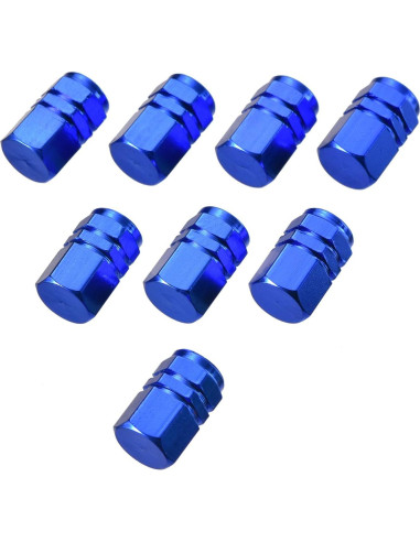 Tapas de Válvula de Neumático EBOOT 8 Piezas Aluminio Azul
