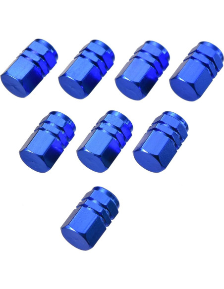 Tapas de Válvula de Neumático EBOOT 8 Piezas Aluminio Azul