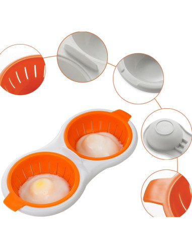 Cocinador de Huevos en Microondas Eonenomi 2 Cavidades Antiadherente