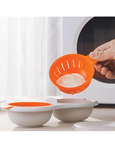 Cocinador de Huevos en Microondas Eonenomi 2 Cavidades Antiadherente