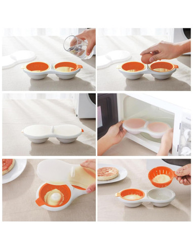 Cocinador de Huevos en Microondas Eonenomi 2 Cavidades Antiadherente