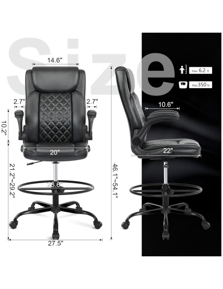 Silla de Dibujo Misolant Alta Ajustable con Reposabrazos Plegables